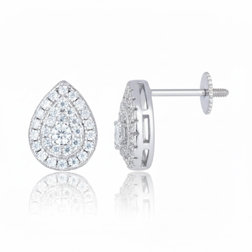 925 Sterling Silver Moissanite Teardrop Stud Earrings