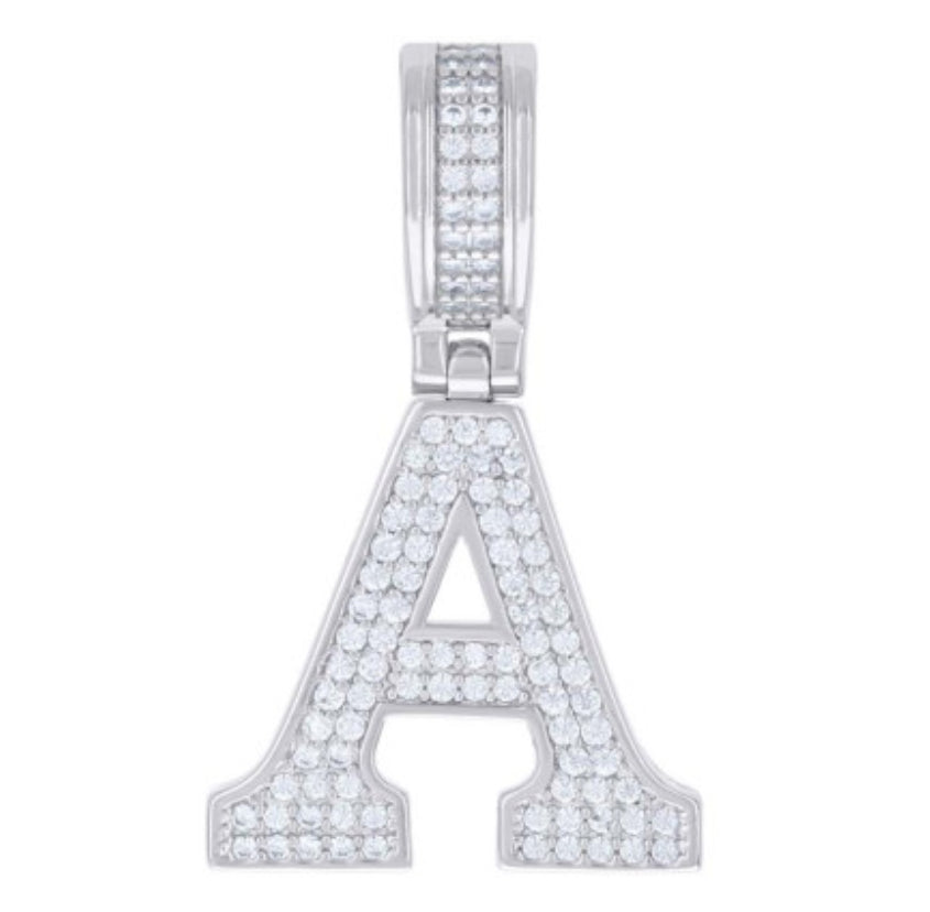 Sterling Silver “A” Initial 1/2 Cttw Moissanite Charm