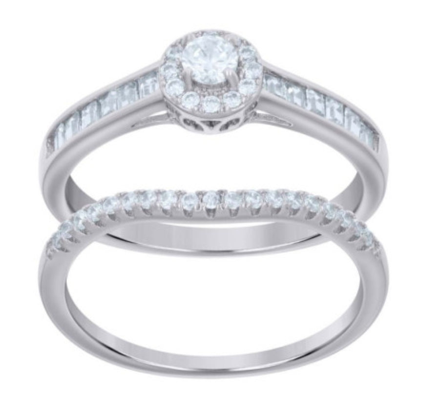 Affordable Women’s Wedding Ring Set in Sterling Silver and Cubic Zirconia