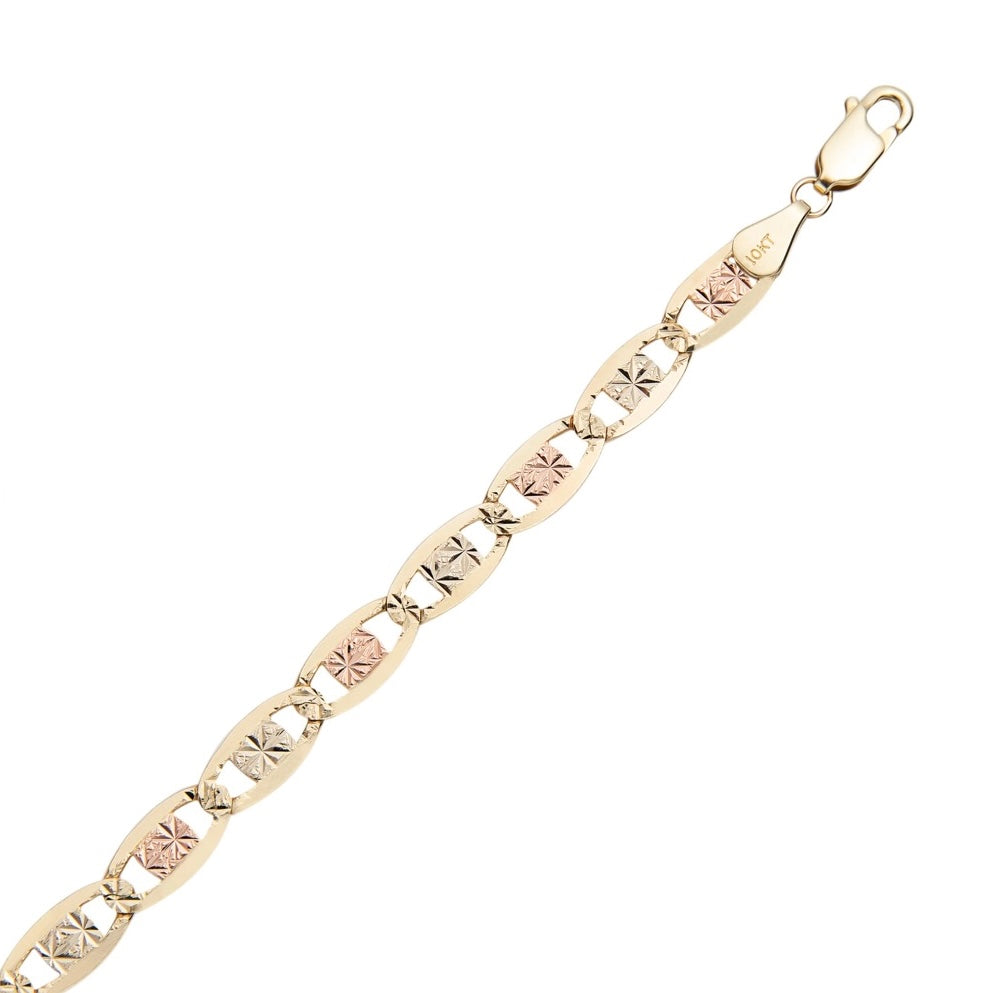 10k Tri Tone 4mm Valentino Bracelet