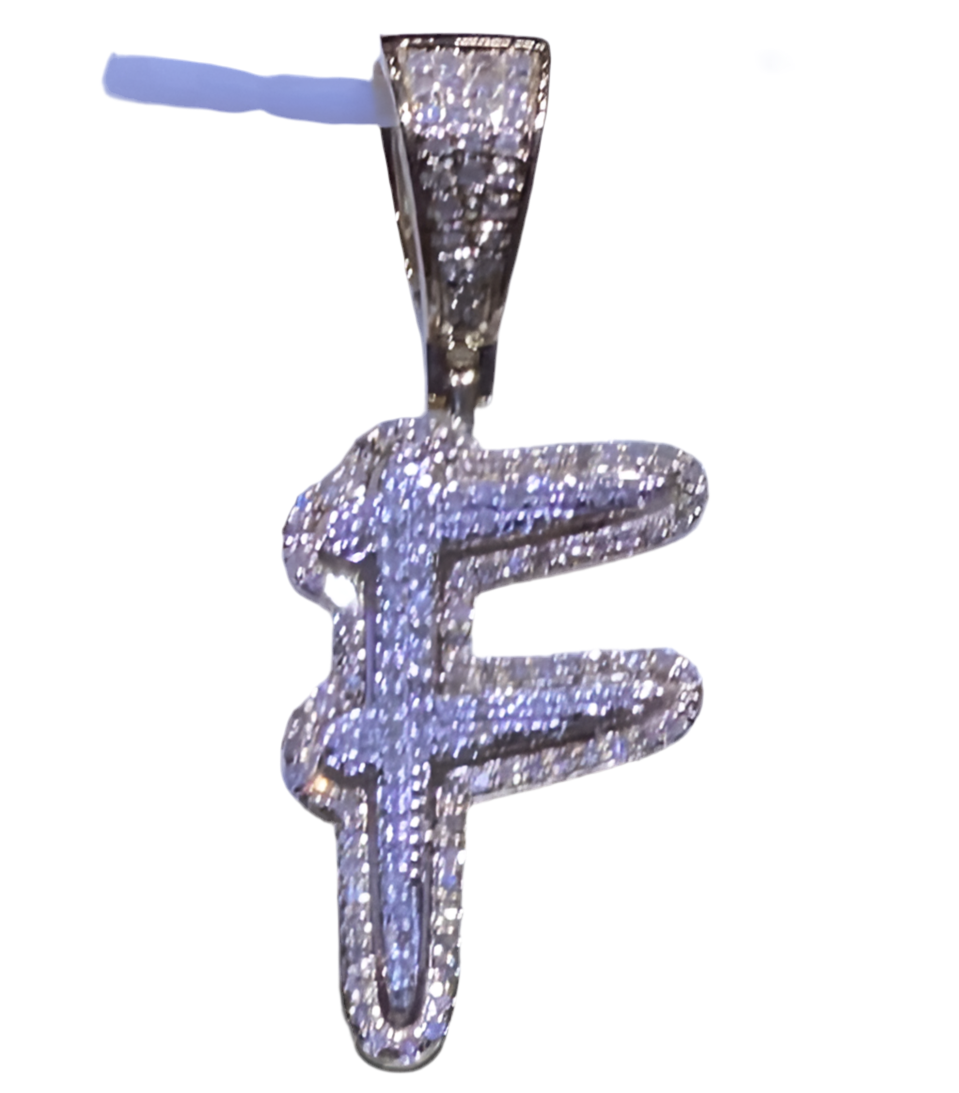 10K Diamond "F" Initial Charm