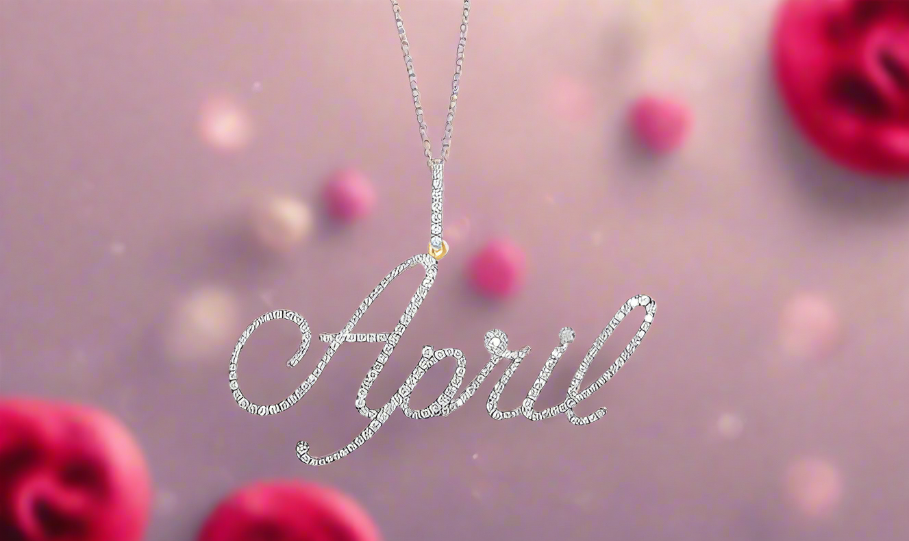 10k Yellow Gold April 7/8 Cttw Diamond Name Pendant