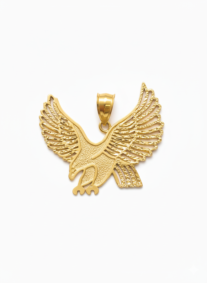 10k Men’s Flying Eagle Diamond Cut Charm