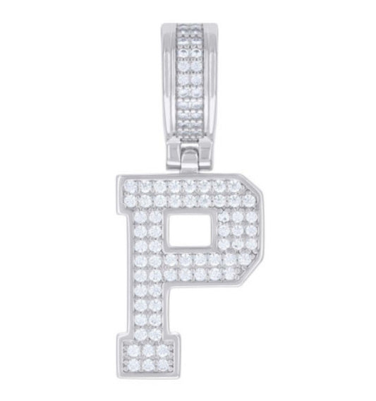 Sterling Silver “P” Initial 1/2 Cttw Moissanite Charm