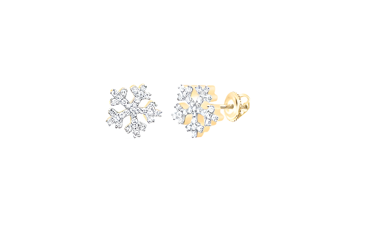 10k Snowflake Round Diamonds 1/4 Cttw Earrings