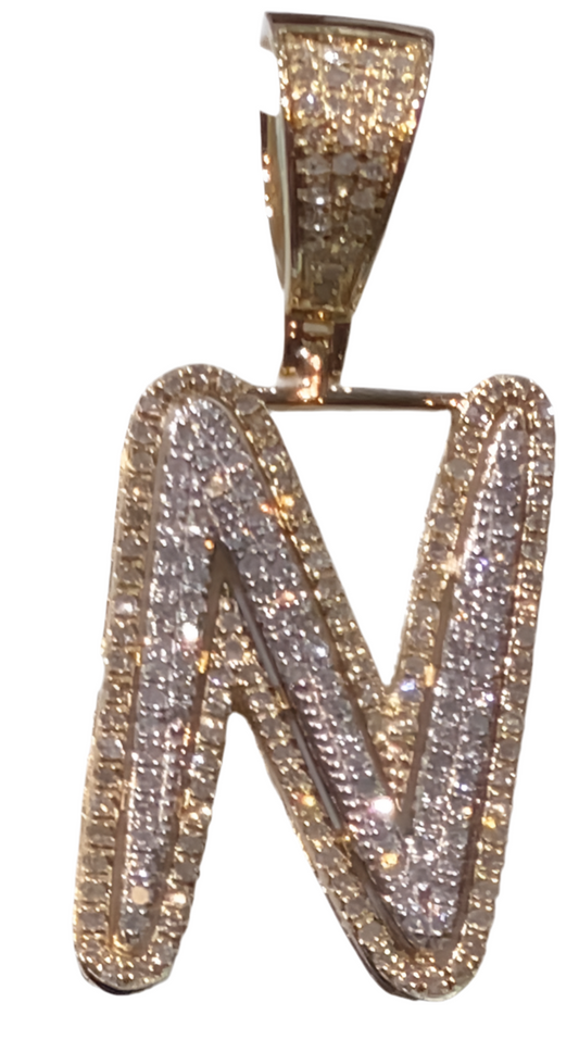 10K Diamond "N" Initial Charm