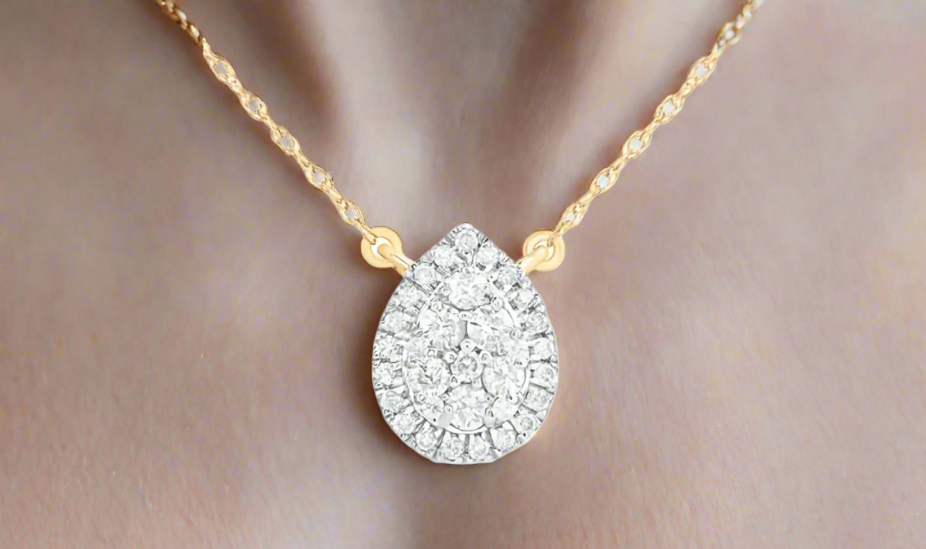 14K Pear Diamond Necklace