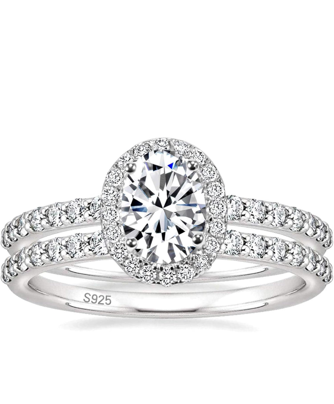 Oval Halo 1.25 Cttw Moissanite Duo Ring Set