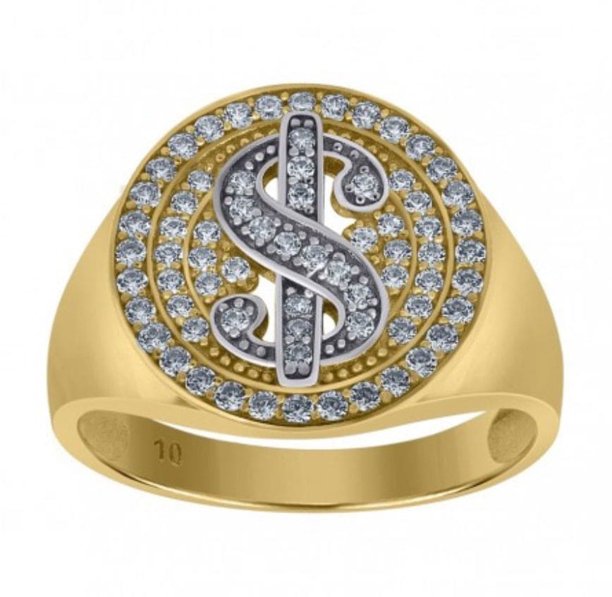 10K Dollar Sign Signet Ring