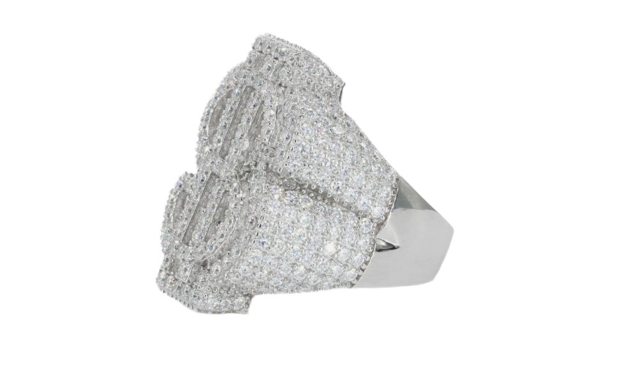 Sterling Silver 5.54 Cttw Moissanite Dollar Sign Ring