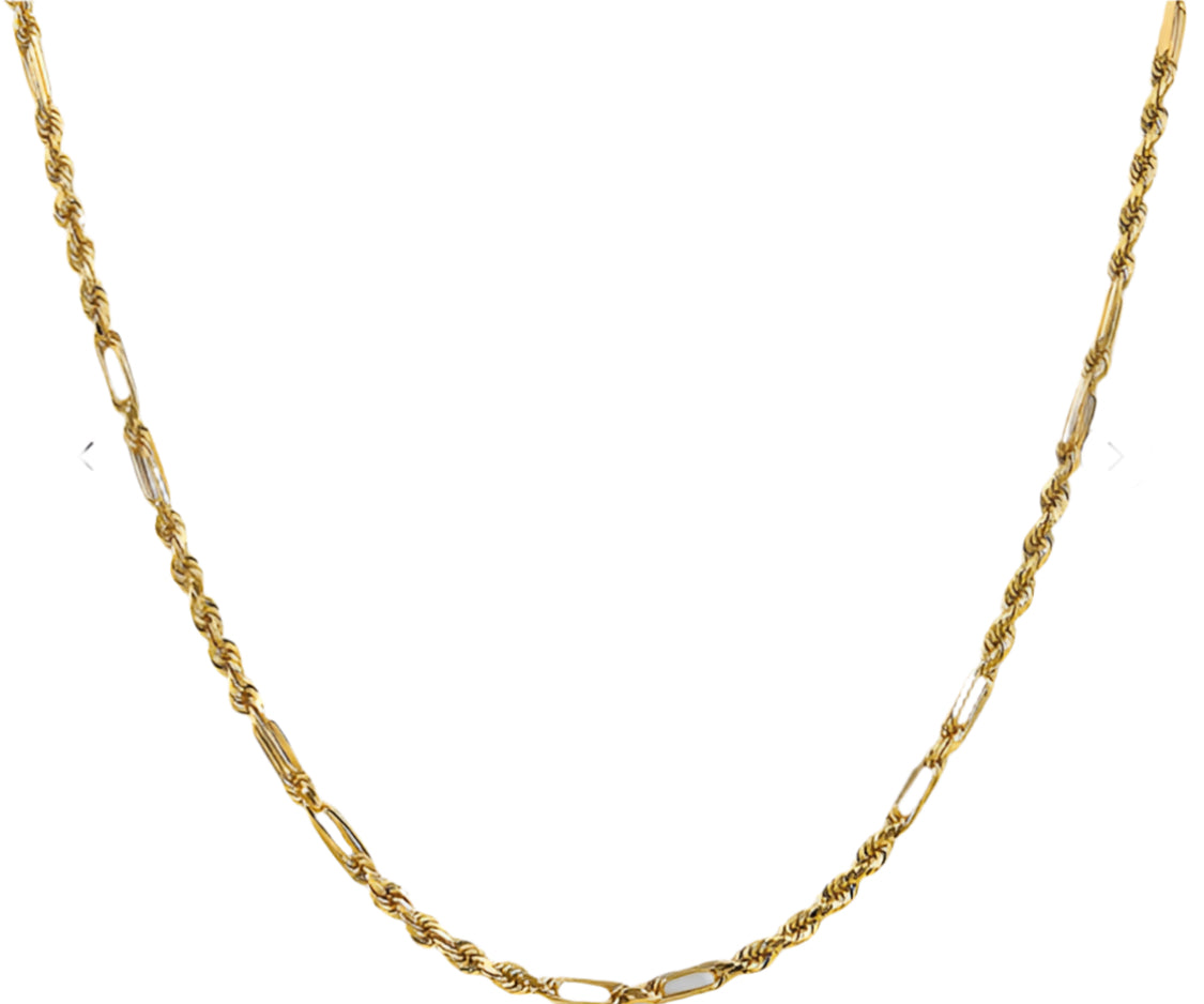 10K Yellow Gold Milano Rope Bullet 2.5mm Chain