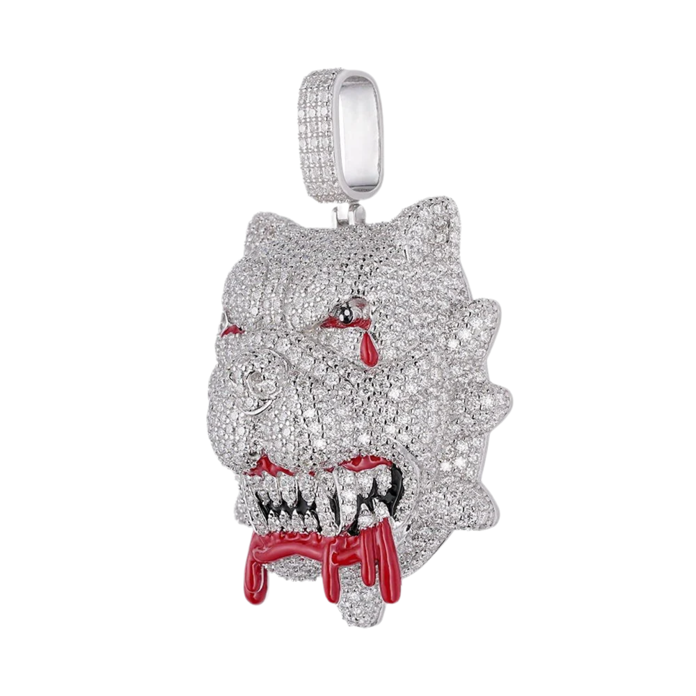 Sterling Silver Moissanite 12 Cttw Bulldog Dripping Charm