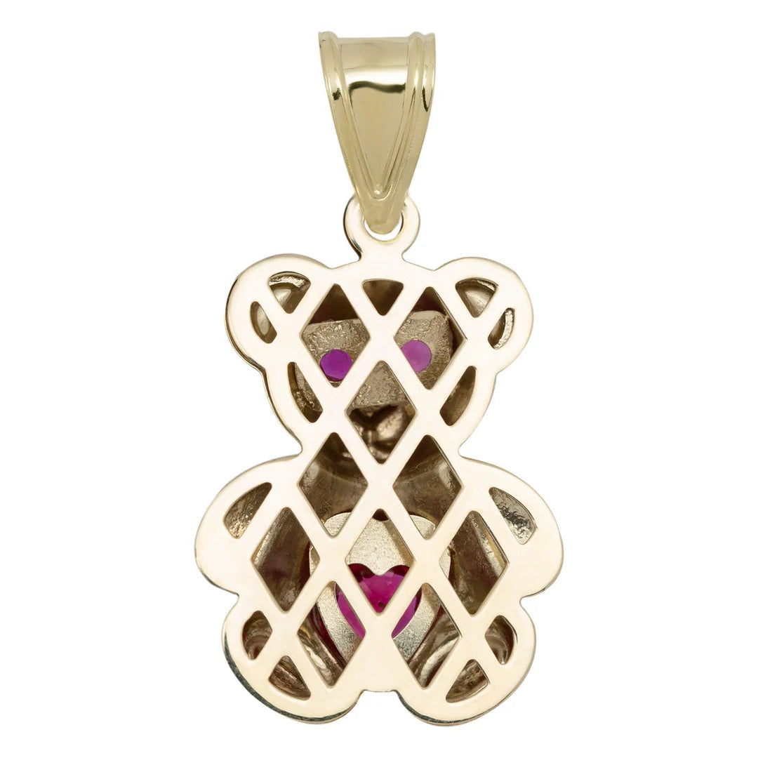 Teddy Bear Charm Synthetic Heart Ruby
