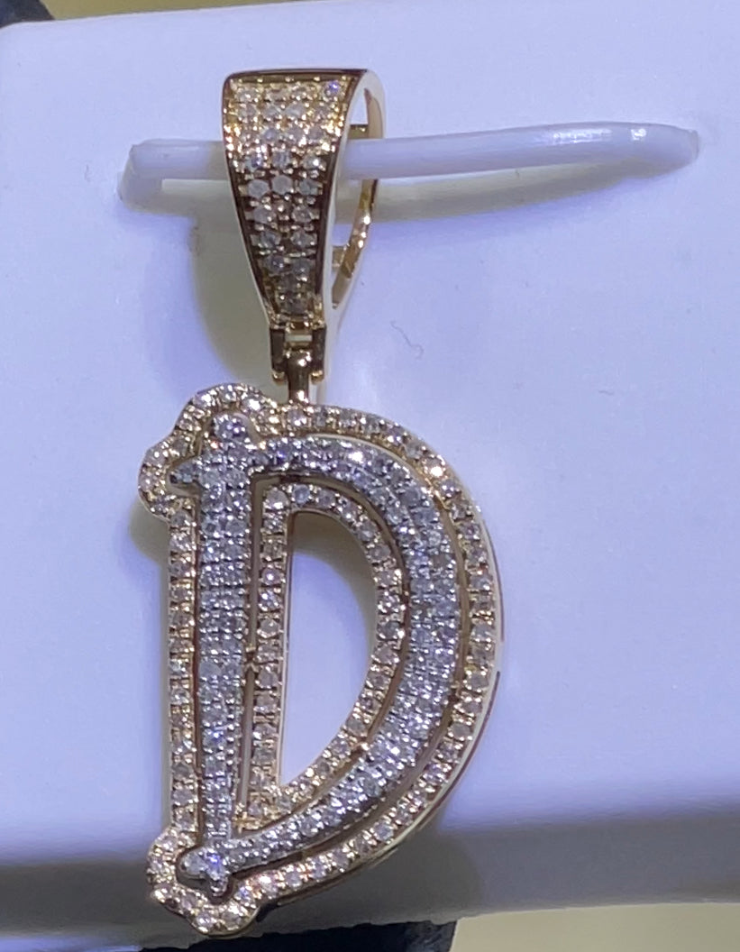 10K Yellow Gold Personalized 'D' Initial Charm with 1/3 Cttw Diamonds – Timeless Jewelry