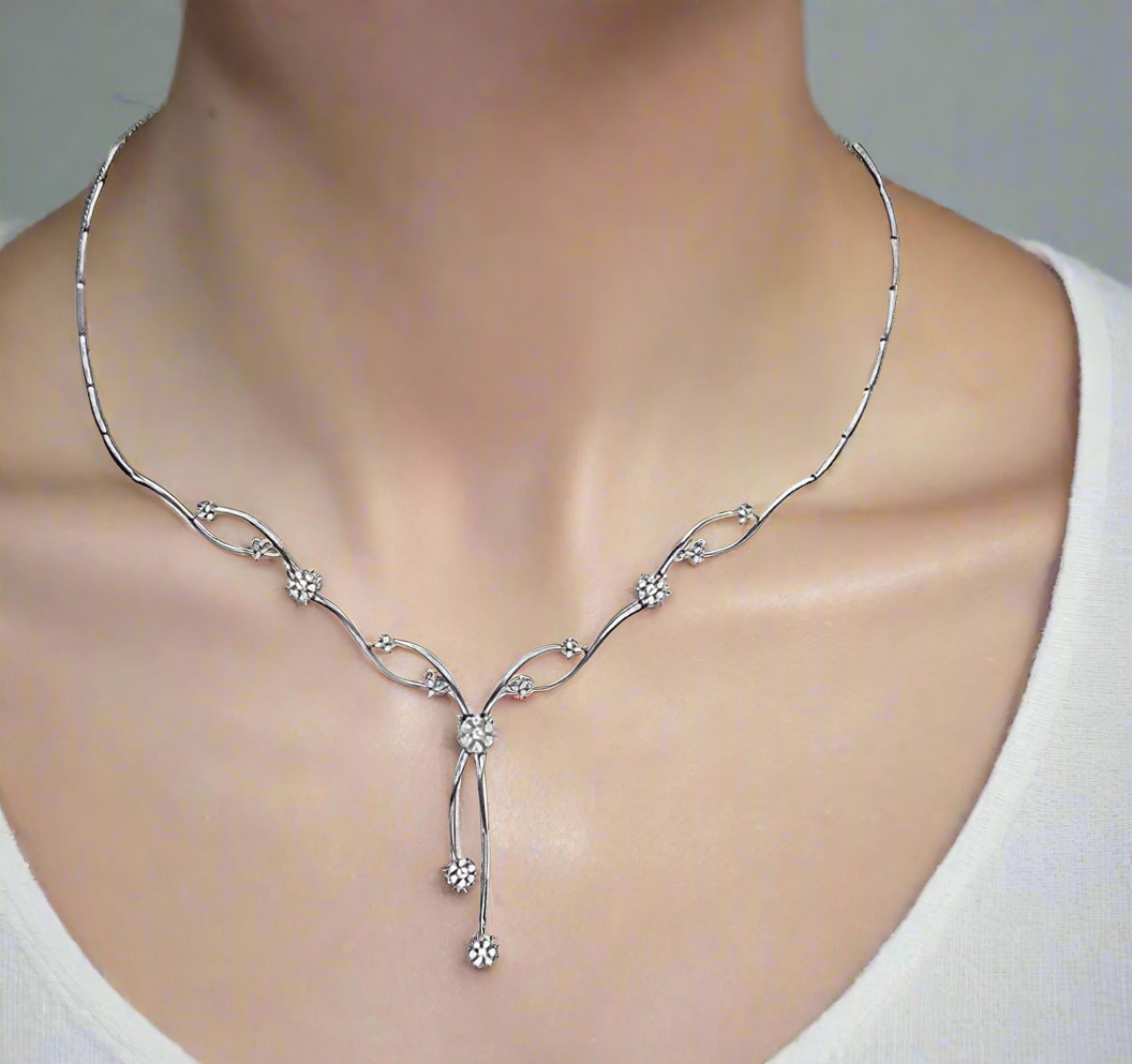 14K Y-Shape Diamond Necklace