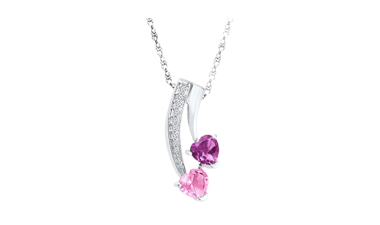 Sterling Silver Pink Sapphire Amethyst Charm
