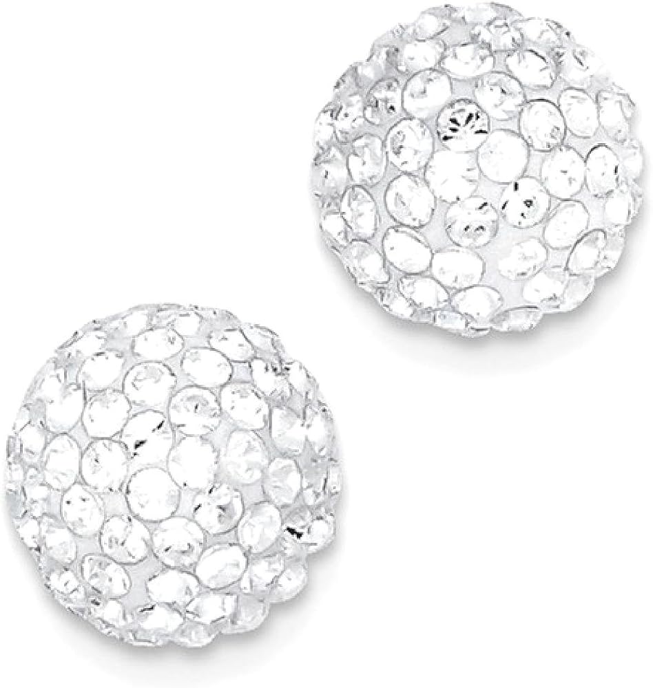 10k Yellow Gold Disco Crystal Balls 8mm Studs
