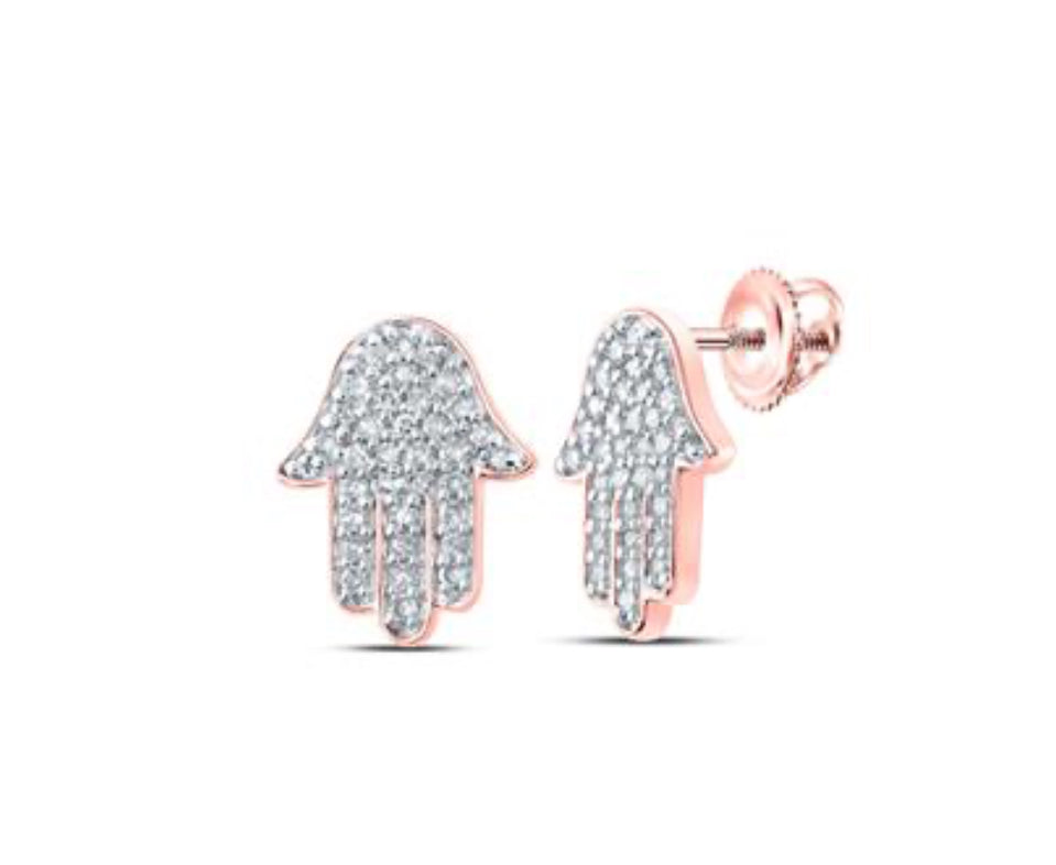 10k Hamsa 1/5 Cttw Diamond Earrings