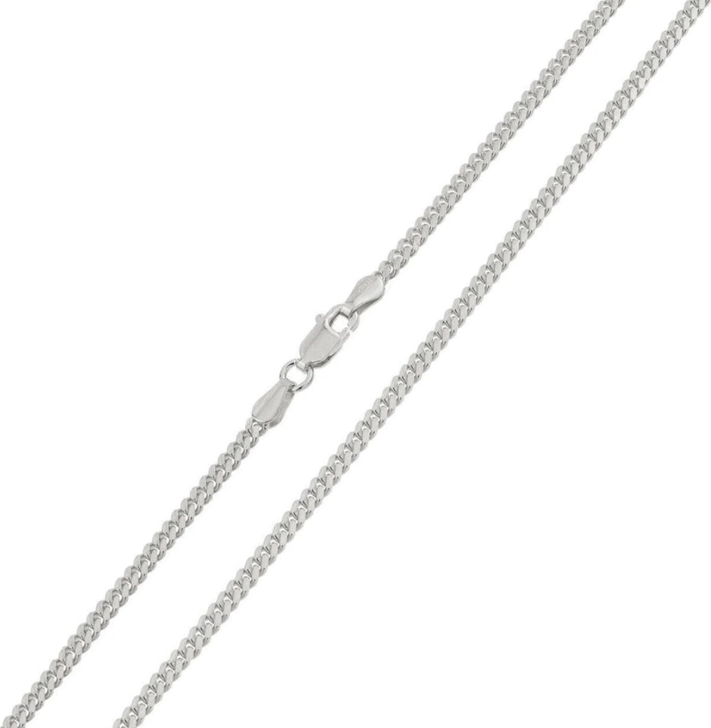 10K White Gold 2mm Hollow Cuban Link Chain