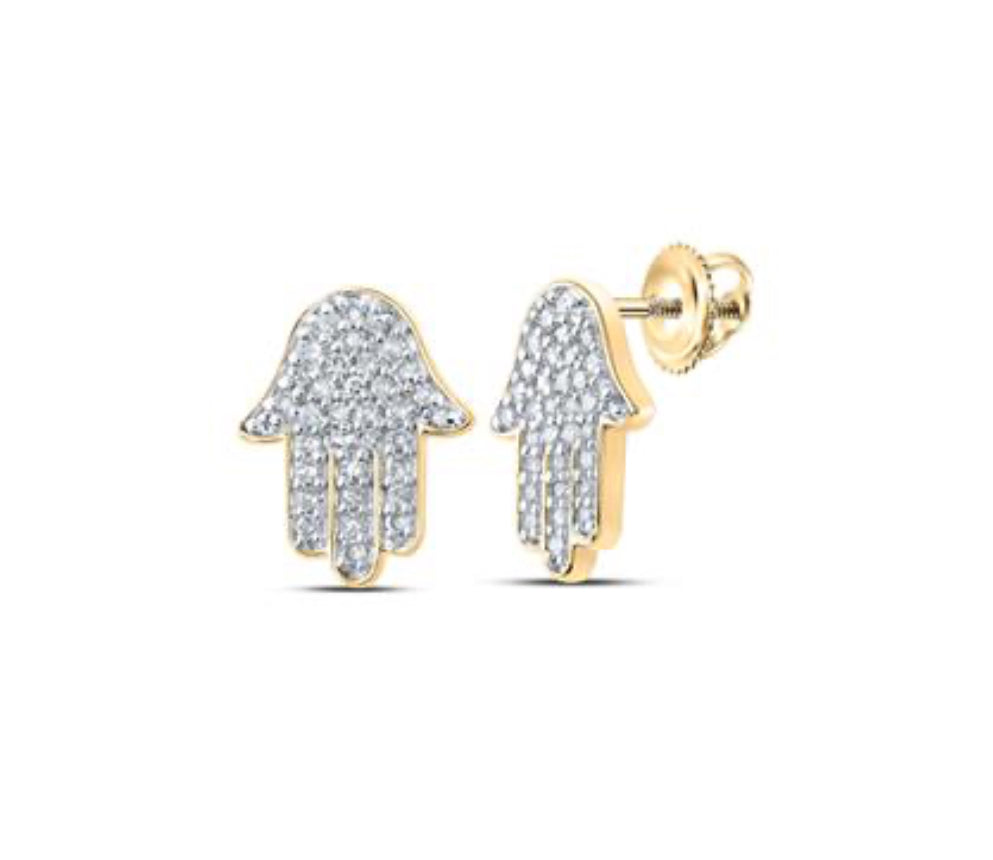 10k Hamsa 1/5 Cttw Diamond Earrings