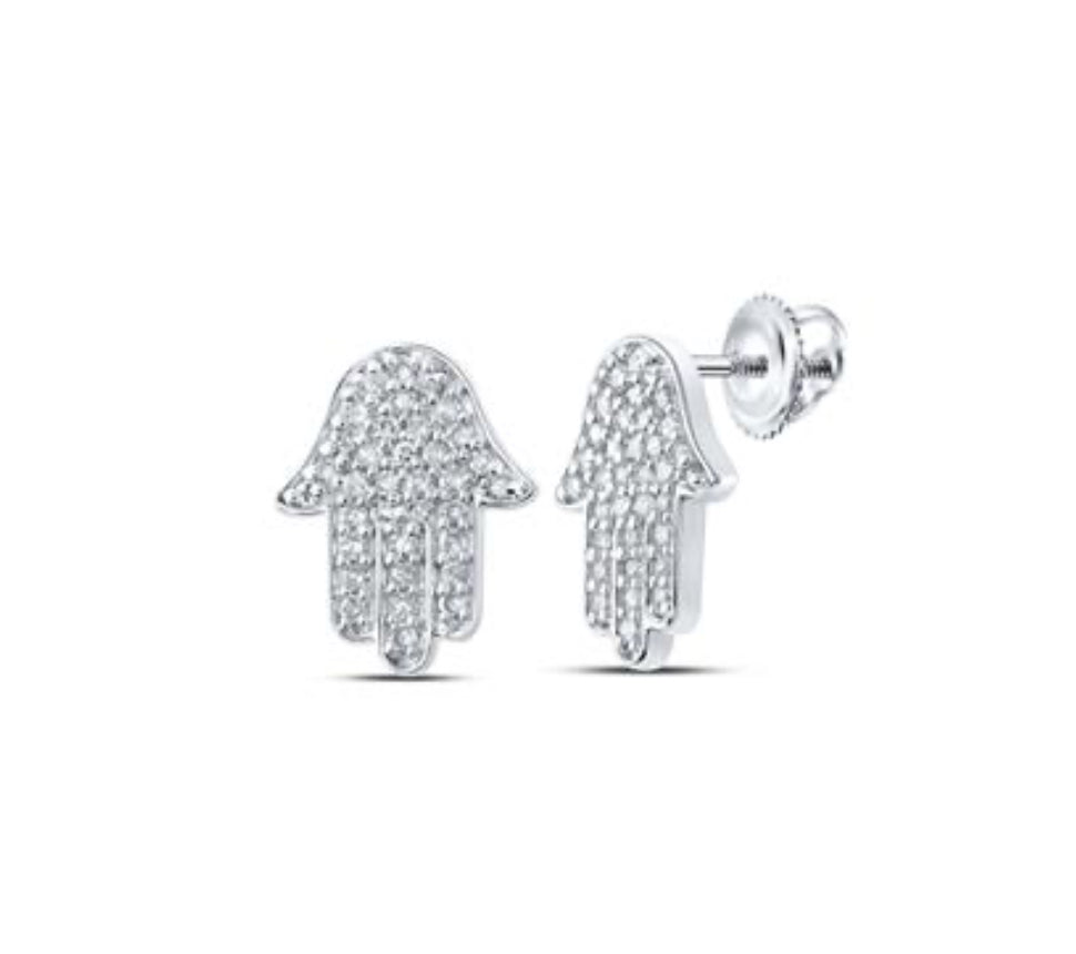 10k Hamsa 1/5 Cttw Diamond Earrings