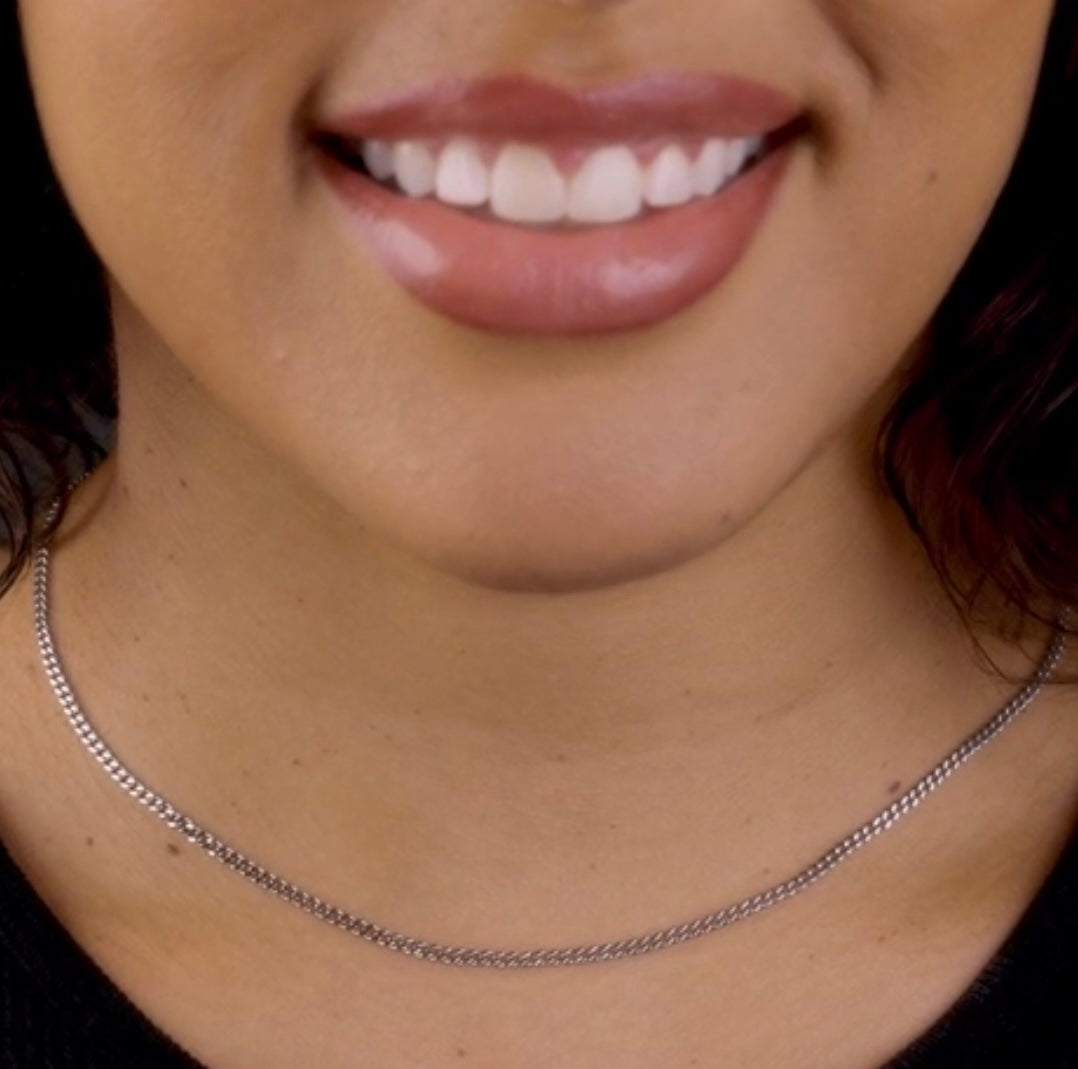 10K White Gold 2mm Hollow Cuban Link Chain