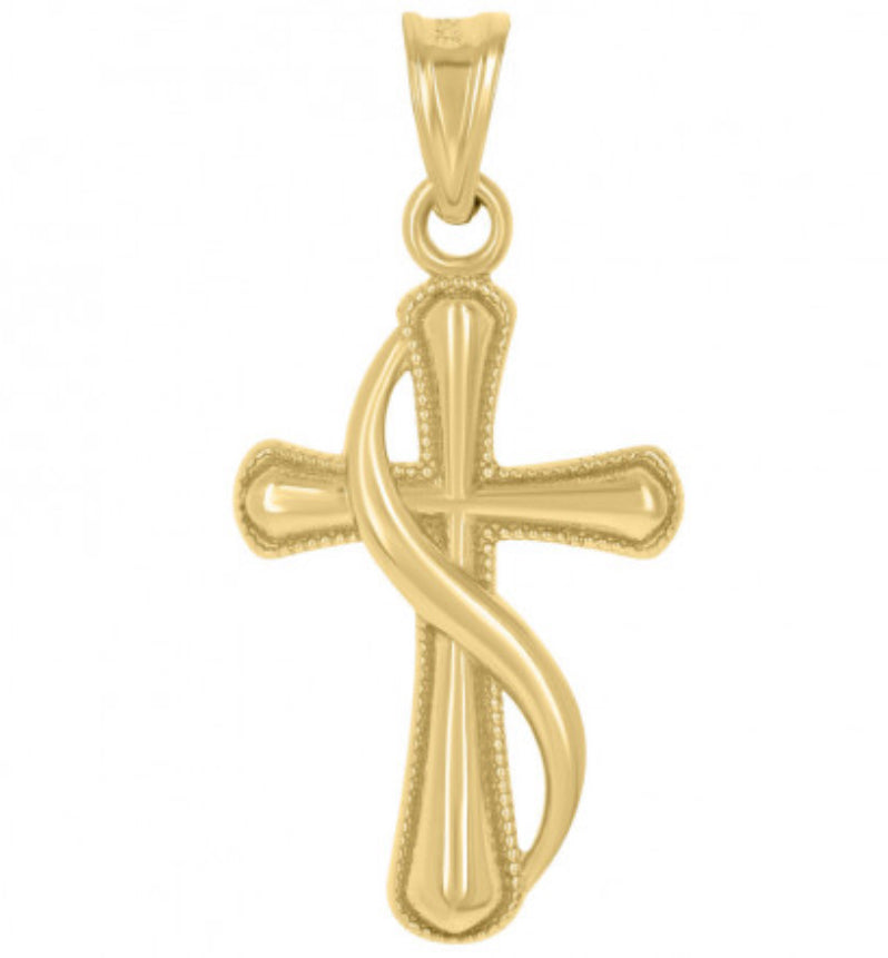 10K Swirl Cross Charm