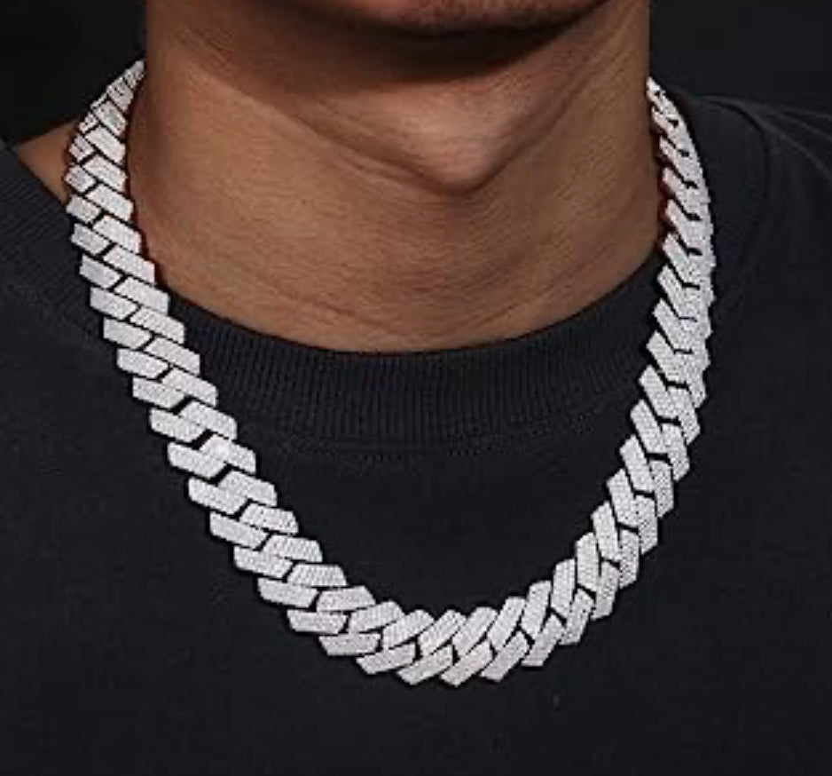 Sterling Silver 16mm Cuban Moissanite Necklace
