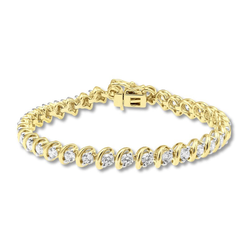 10K Round Diamond S Tennis Bracelet