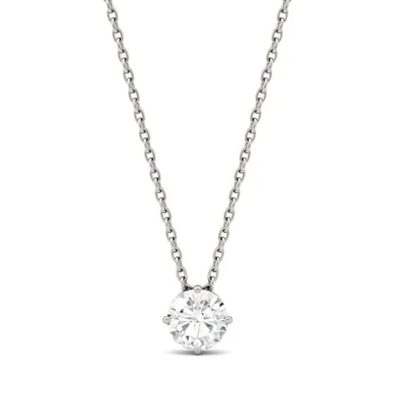 Sterling Silver Moissanite Round Solitaire Pendant – 0.25 CT, 18-inch Chain