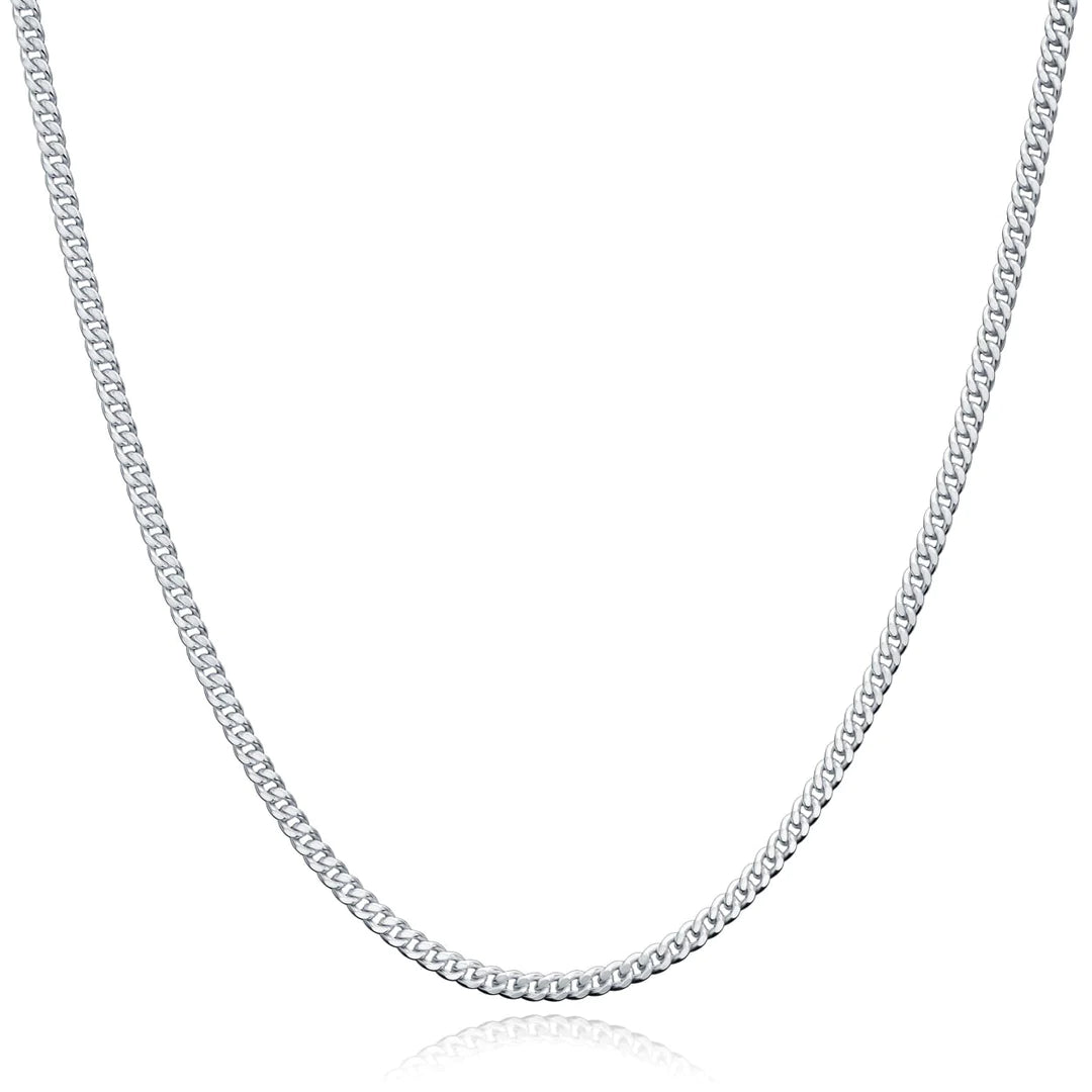 10K White Gold 2mm Hollow Cuban Link Chain