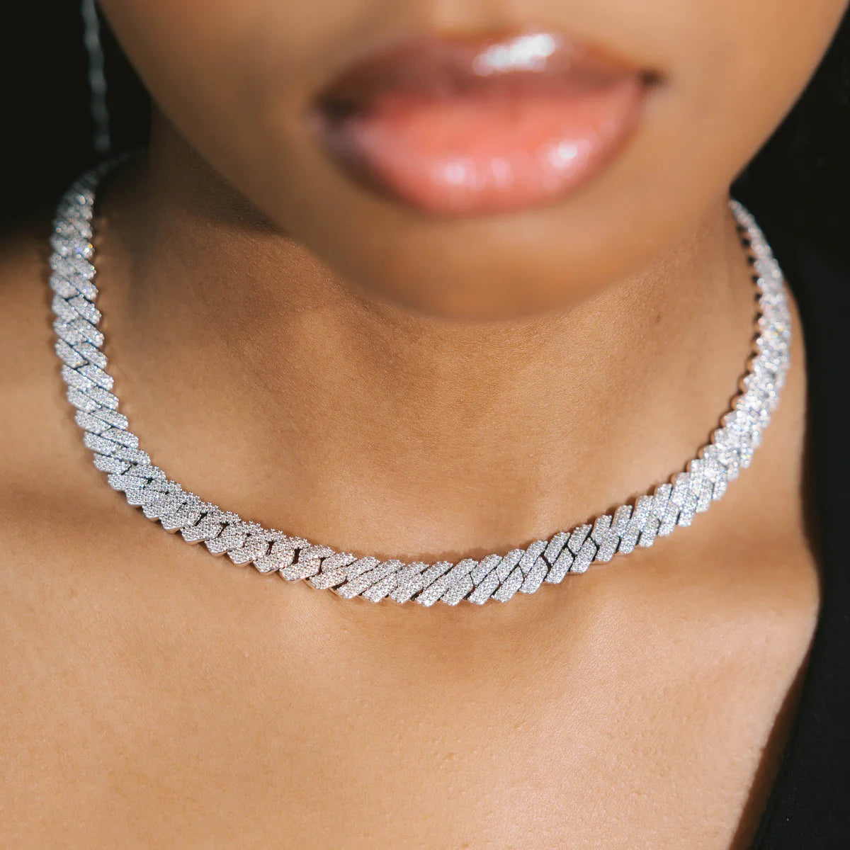 Sterling Silver Moissanite 8mm Cuban Chain