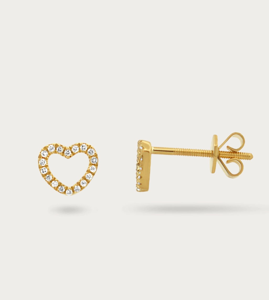 10k Heart Diamond Earrings