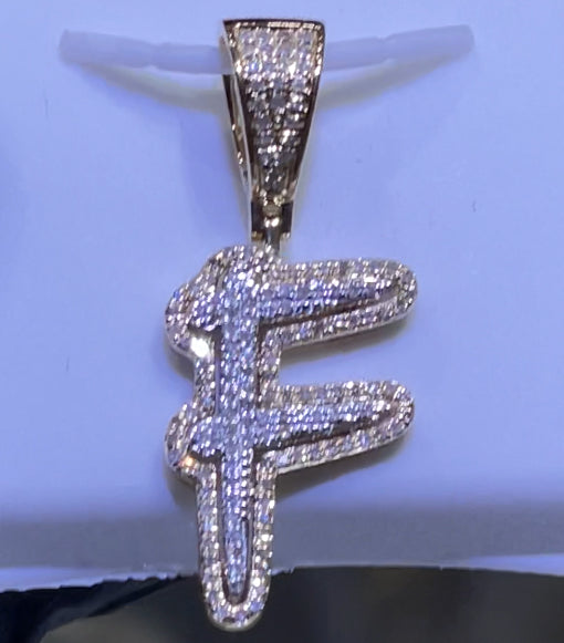 10K Diamond "F" Initial Charm