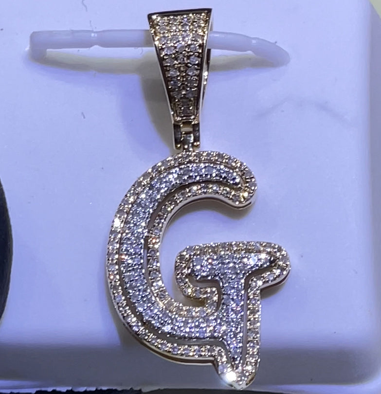 10K Yellow Gold Diamond “G” Initial Charm – 1/3 CTTW Personalized Pendant