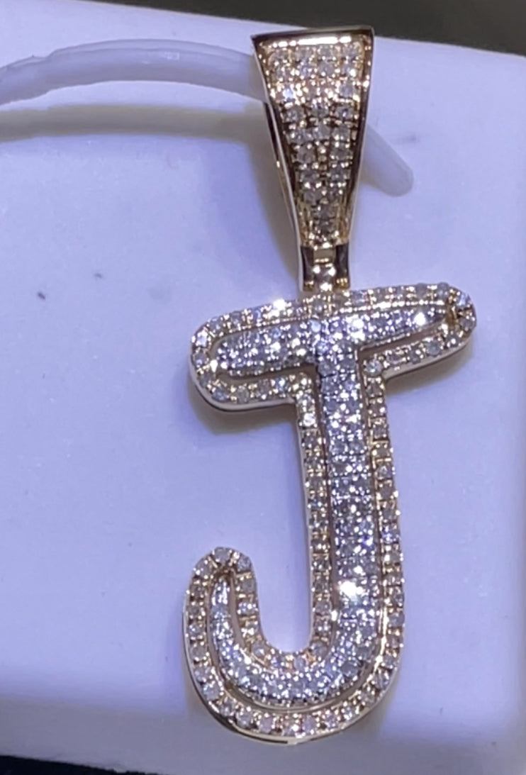10K Diamond "J" Initial Charm