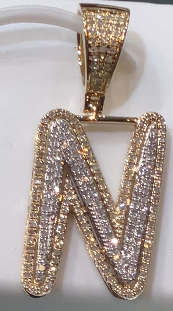 10K Diamond "N" Initial Charm