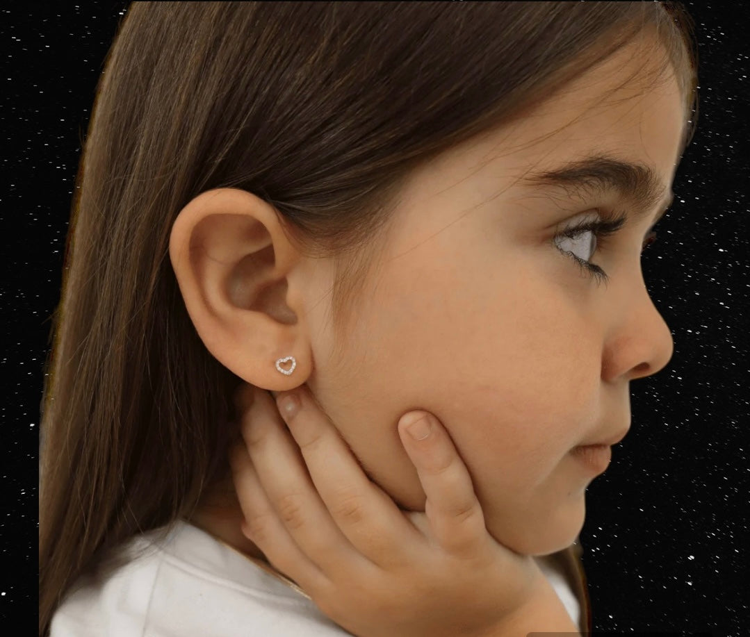 10k Heart Diamond Earrings