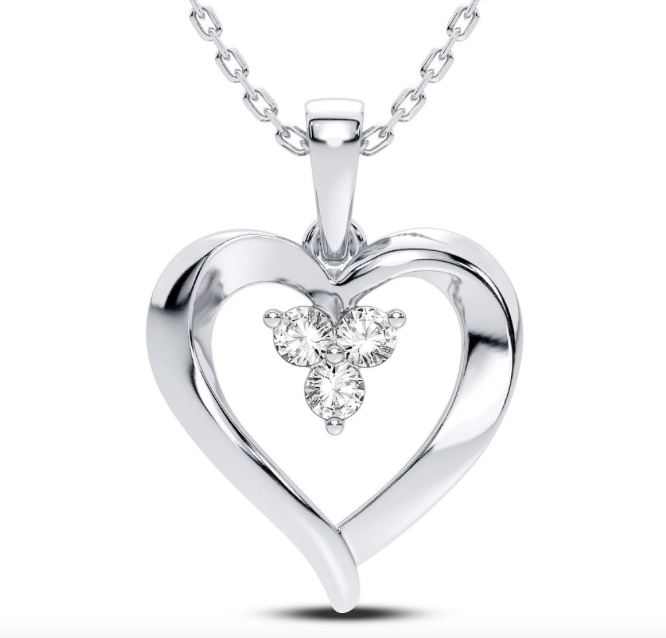 14K Heart Diamond Pendant