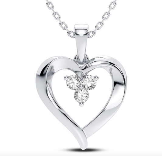 14K Heart Diamond Pendant