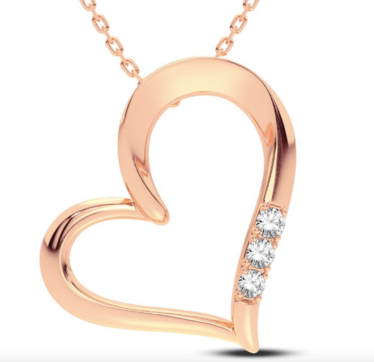 14K Heart 3 Diamond Pendant