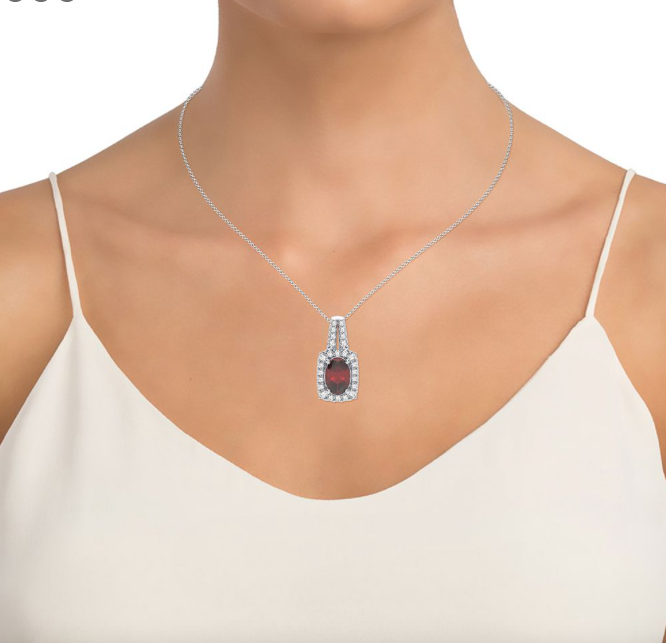 14K Oval Ruby Diamond Pendant