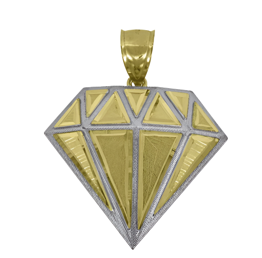 10K Diamond Cut Diamond Shaped Charm