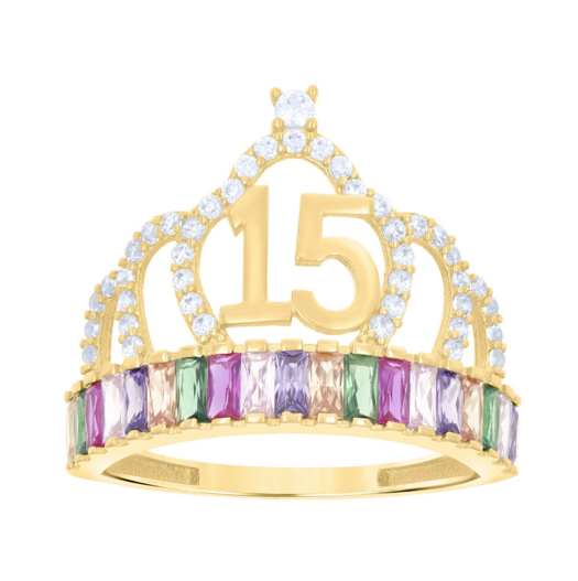 14K Multi Baguette Stones 15 Anos Ring