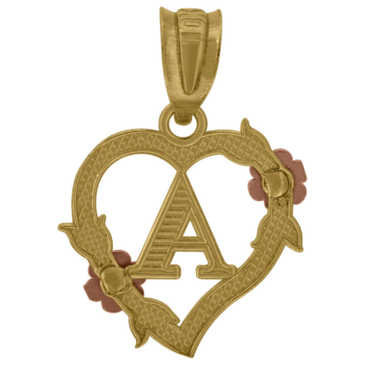 10k Roses Initial A Heart Charm