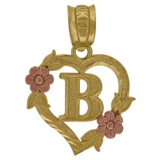 10k Roses Initial B Heart Charm