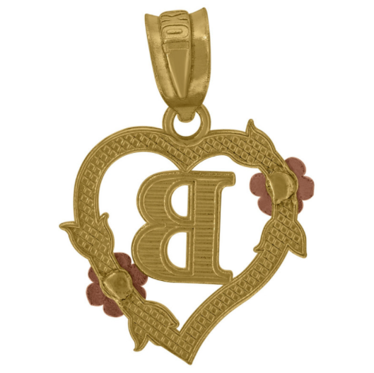 10k Roses Initial B Heart Charm
