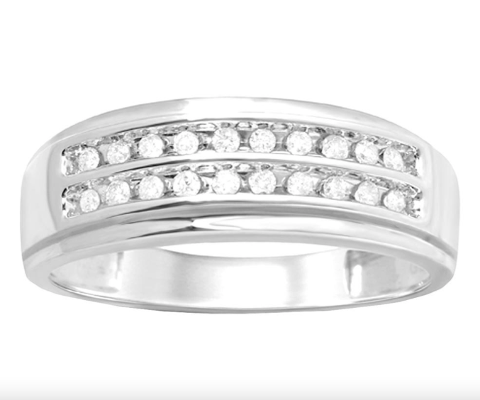 10K White Gold Mens Wedding Band