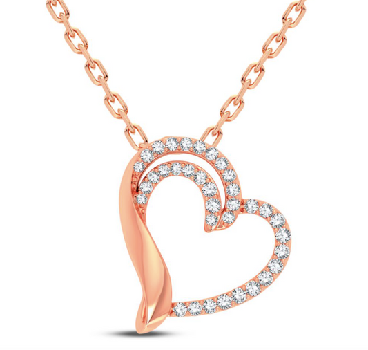 14K Diamond Heart Charm