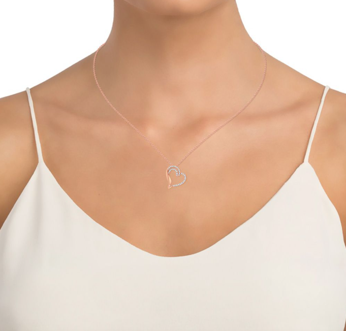 14K Diamond Heart Charm
